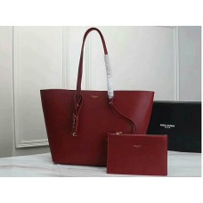 Saint Laurent grote leren YSL shopper tas bordeauxrood