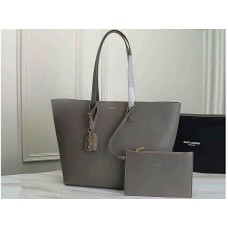 Grote leren YSL shopper tas van Saint Laurent, grijs