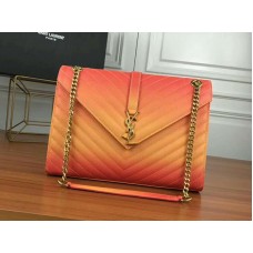 Saint Laurent YSL Monogram Satchel in oranje matelassé leer