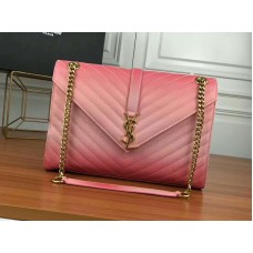 Saint Laurent YSL Monogram Satchel in roze matelassé leer