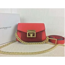 Givenchy kleine gv3 tas in generfd leer en suède rood
