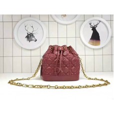 Dior Mini Miss Dior Bucket Bag van lamsleer, bordeauxrood