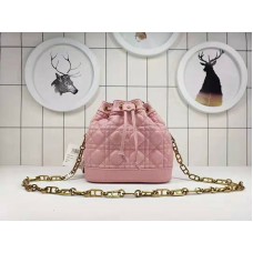 Dior Mini Miss Dior Bucket Bag van lamsleer in roze