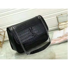 Saint Laurent Niki Medium in reliëf krokodillenleer zwart