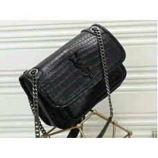 Saint Laurent Niki Small in reliëf krokodillenleer zwart