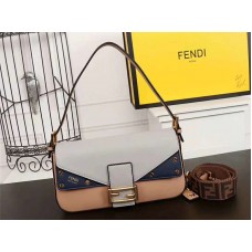 Fendi Baguette FF Crossbodytas Blauwgrijs
