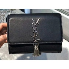Saint Laurent Kate Chain Wallet van kalfsleer, zwart