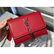 Saint Laurent Kate Chain Wallet van kalfsleer, rood