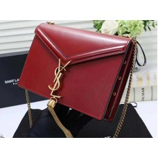 Saint Laurent Cassandra Monogram Clasp tas van kalfsleer, rood