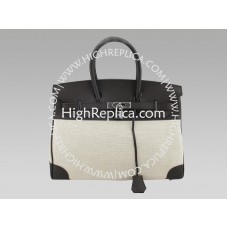 Hermes Birkin 35 cm tas van Toile en Togo leer, zwart