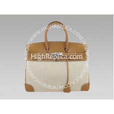 Hermes Birkin 35 cm tas van Toile and Togo leer, bruin.