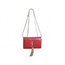 Yves Saint Laurent Mini Monogram Tas in origineel leer, rood