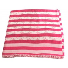 Louis Vuitton Monogram katoenen sjaal met strepen, perzikkleurig.