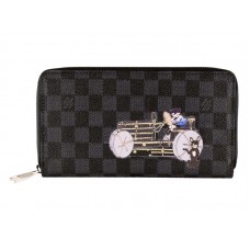 Louis Vuitton Damier Graphite Zippy Illustre Nostalgische reclameclip met lange ritssluiting