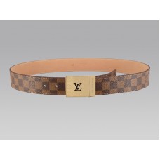 Louis Vuitton Cut Damier riem met gouden logo gesp