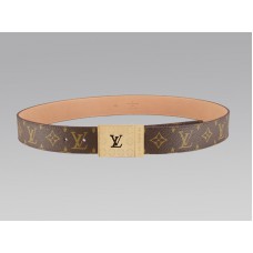 Louis Vuitton Cut Monogram riem met gouden logo gesp