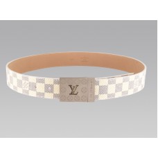 Louis Vuitton Damier Azur riem met zilveren logo gesp