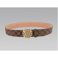 Louis Vuitton 1904 Damier-riem met antieke gouden gesp