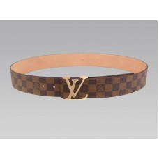 Louis Vuitton Initial Damier riem met gouden gesp