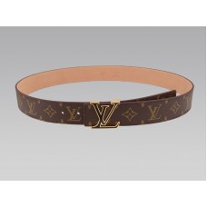 Louis Vuitton riem met initialenmonogram en zwarte en gouden gesp.
