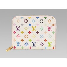 Louis Vuitton Monogram Multicolore Witte Zippy Portemonnee Litchi