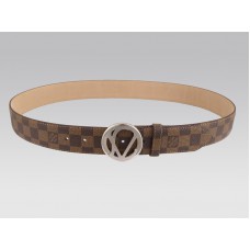 Louis Vuitton 1904 Damier riem met zilveren gesp