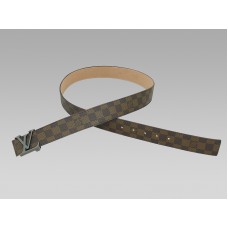 Louis Vuitton initialen Damier riem zilveren gesp