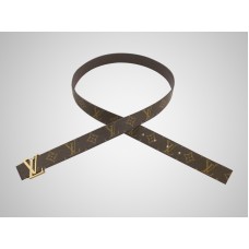 Louis Vuitton Monogram riem met initialen en gouden gesp.