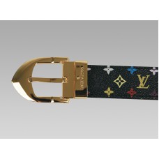 Louis Vuitton zwarte Multicolore klassieke riem met gouden gesp