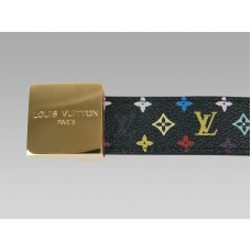 Louis Vuitton Cut Black Multicolore riem met gouden gesp