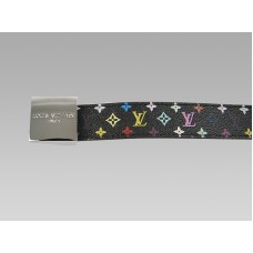 Louis Vuitton Cut Black Multicolore riem met zilveren gesp