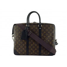 Louis Vuitton Monogram Macassar Porte Documenten Reis met lange riem