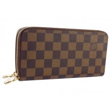 Louis Vuitton Damier Ebene dubbele ritssluiting portemonnee