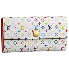Louis Vuitton Multicolor Witte Sarah Portemonnee Oranje