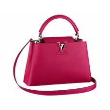 Louis Vuitton Capucines BB-tas in fluorescerend roze