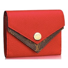 Louis Vuitton Monogram Taurillon Lederen Dubbele V Compacte Portemonnee Rubis m64419