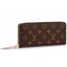 Louis Vuitton Monogram Canvas Clemence Portemonnee Rose Bellerine m61298