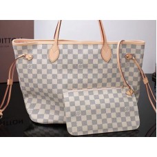 Louis Vuitton Damier Azur Canvas Neverfull Mm roze ballerina n41605