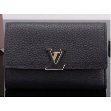 Louis Vuitton Taurillon lederen capucines compacte portemonnee zwart m62157