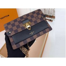 Louis Vuitton Damier Ebene Canvas Vavin Chain Portemonnee Zwart n60221