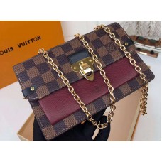 Louis Vuitton Damier Canvas Ebene Vavin-kettingportemonnee Bordeaux n60222