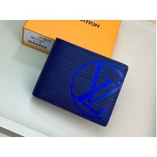 Louis Vuitton Epi Lederen Portemonnee met Meerdere Vakken, Blauw m67907