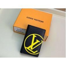 Louis Vuitton Epi lederen opbergvakje, zwart met gele initialen m67904