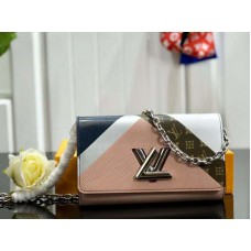 Louis Vuitton Epi Leather Twist Chain Wallet Wit Roze m60998