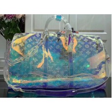 Louis Vuitton Monogram Embossed PVC Keepall Bandouliere 50 Prism?m53271