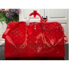 Louis Vuitton Monogram Embossed PVC Keepall Bandouliere 50 Rood m53274