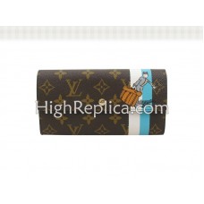 Louis Vuitton Monogram Bruidegom Portemonnee met Ritsvak Blauw